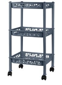 Этажерка Keeplex Light на колесиках трехсекционная малая прямоуг. 37х29х69 см космический серый             